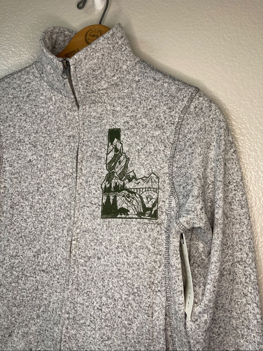 NWT boxercraft Alpine Full Zip Jacket Oxford heather mock neck fleece sz XS